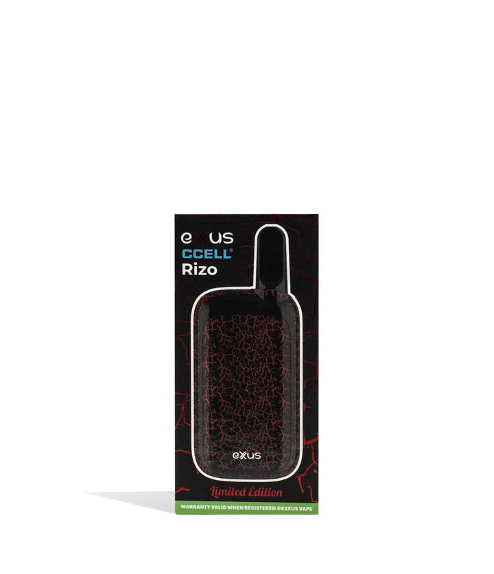 Black Red Crackle Exxus Vape Rizo Cartridge Vaporizer packaging on White Background