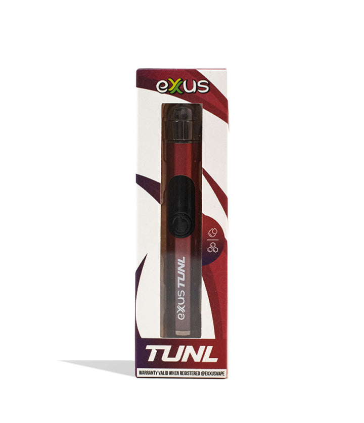 Crimson Exxus Vape TUNL Cartridge Vaporizer Packaging Front View on White Background